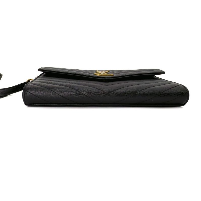 YSL Monogram 中号黑金 荔枝紋 信封斜挎包-2