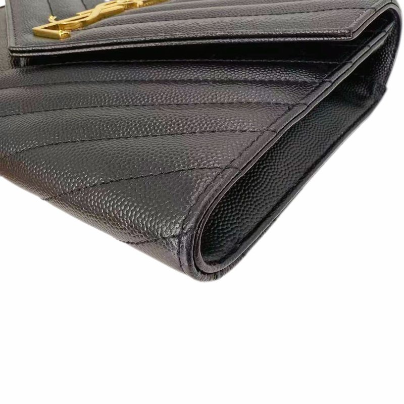 YSL Monogram 中号黑金 荔枝紋 信封斜挎包-3