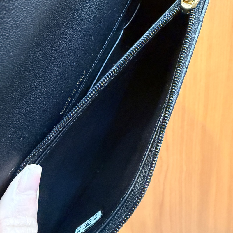 Chanel 黑羊皮霧金釦手把Mini WOC AP3385-13