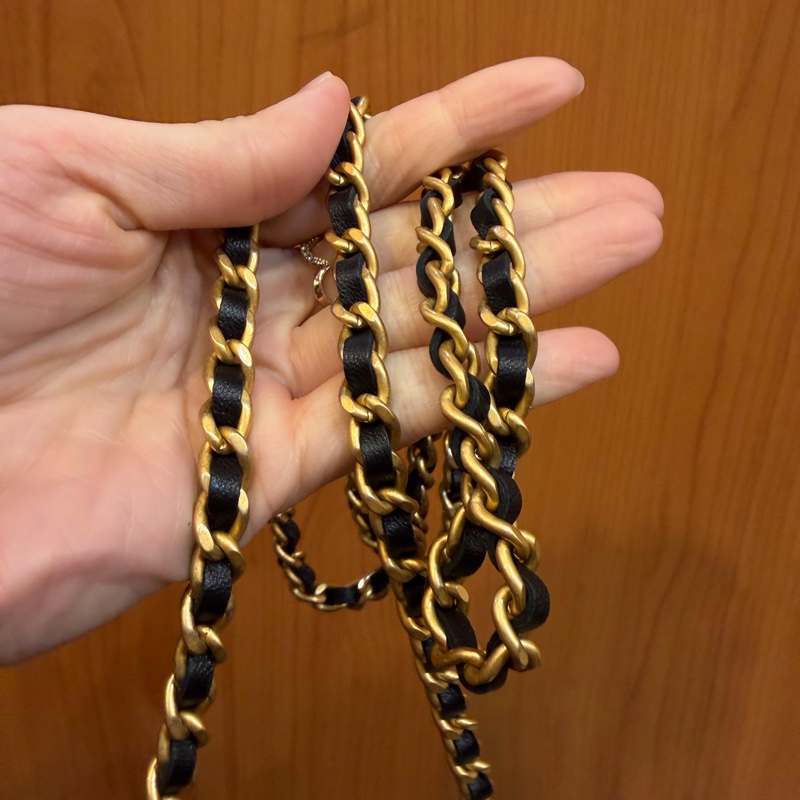 Chanel 黑羊皮霧金釦手把Mini WOC AP3385-14