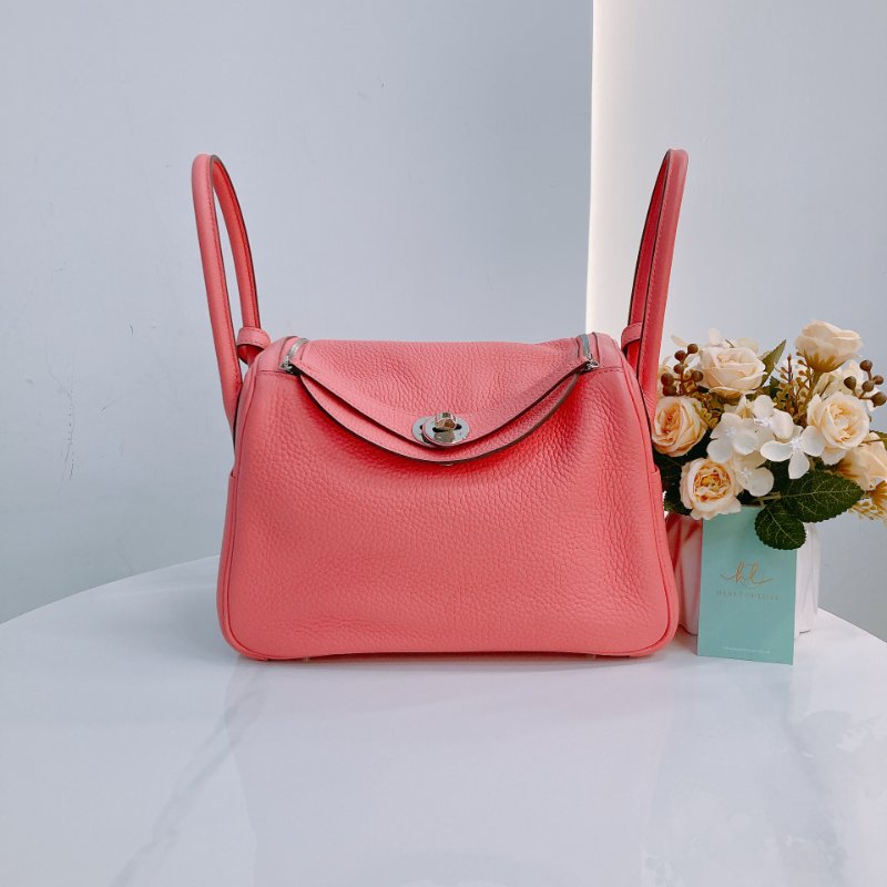 MS0508 Hermes 愛馬仕 琳迪 杜鵑粉 銀扣  Lindy 26 Clemence 8W Rose Azalee x PHW-0