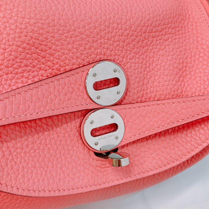 MS0508 Hermes 愛馬仕 琳迪 杜鵑粉 銀扣  Lindy 26 Clemence 8W Rose Azalee x PHW-11