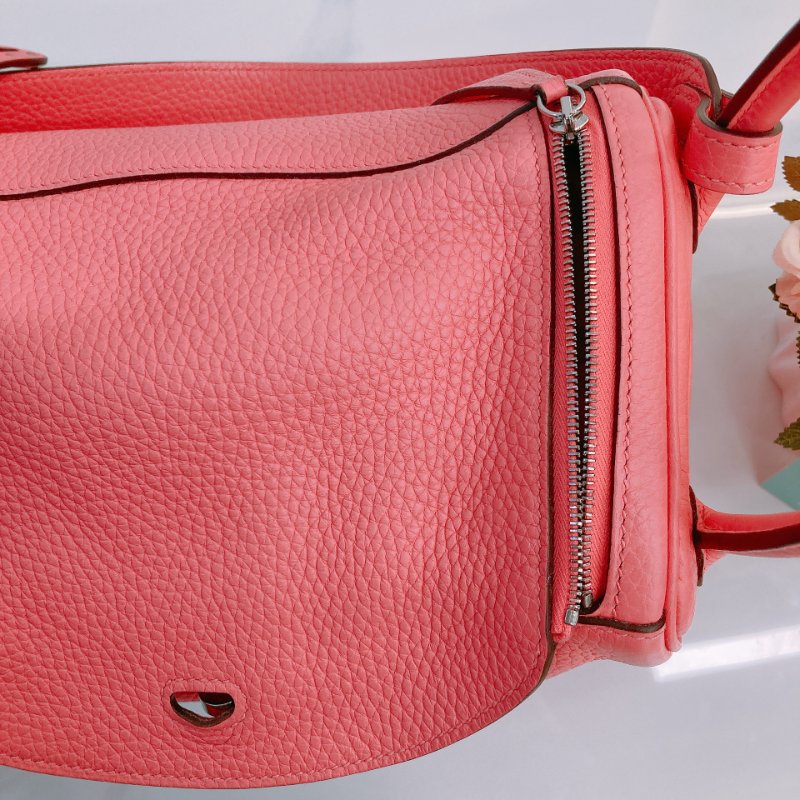 MS0508 Hermes 愛馬仕 琳迪 杜鵑粉 銀扣  Lindy 26 Clemence 8W Rose Azalee x PHW-13