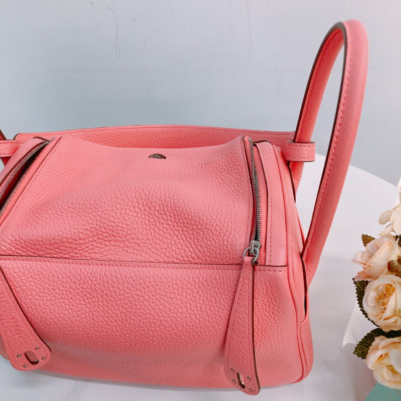 MS0508 Hermes 愛馬仕 琳迪 杜鵑粉 銀扣  Lindy 26 Clemence 8W Rose Azalee x PHW-20