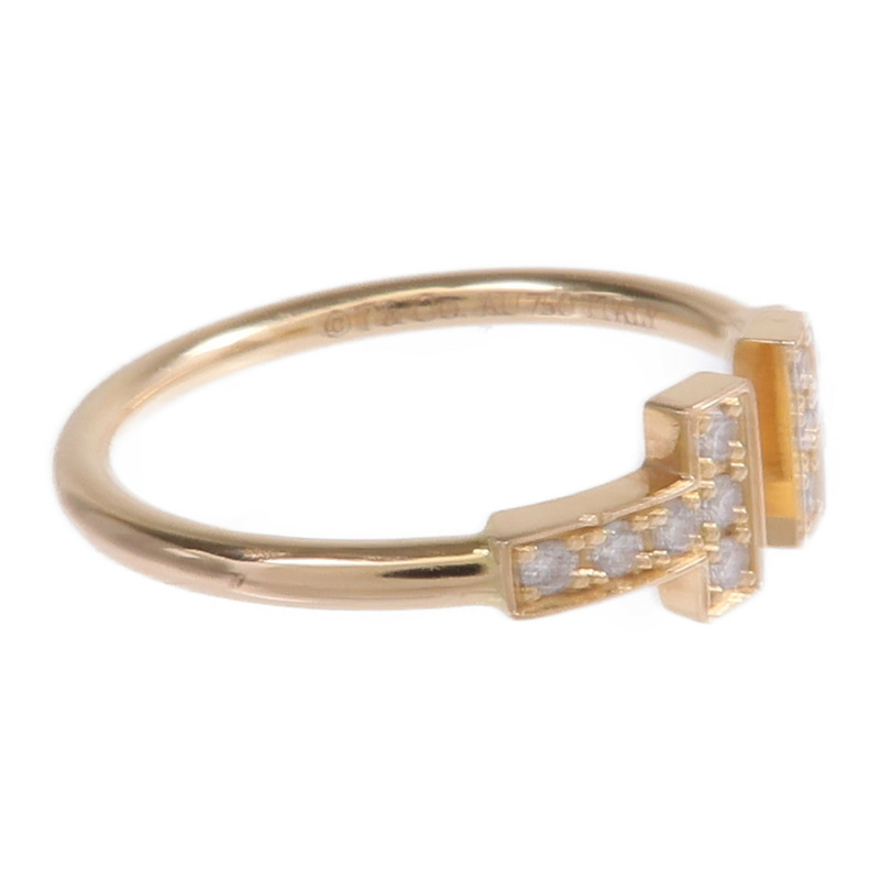 TIFFANY＆CO 18K玫瑰金T Diamond Wire Ring鑽石戒指US#6.75-4
