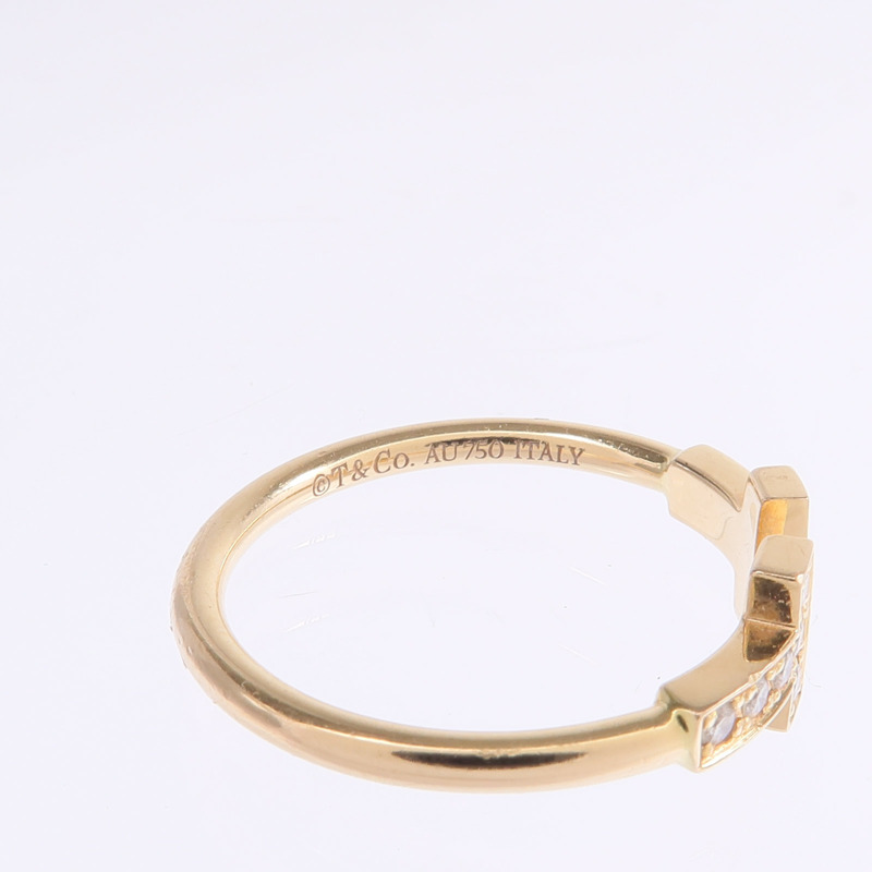 TIFFANY＆CO 18K玫瑰金T Diamond Wire Ring鑽石戒指US#6.75-5