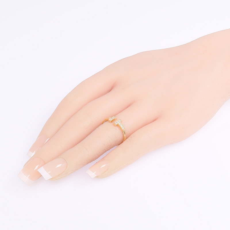 TIFFANY＆CO 18K玫瑰金T Diamond Wire Ring鑽石戒指US#6.75-7