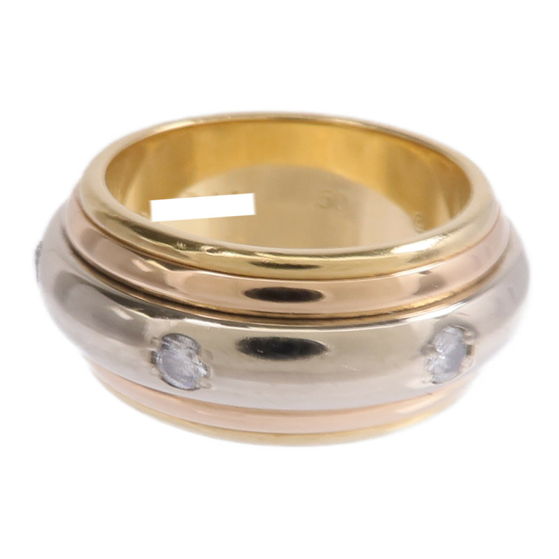 CARTIER 18K黃金/白金/玫瑰金Saturn Tri-Colour Ring鑽石戒指Cartier#50/US#5.5-3