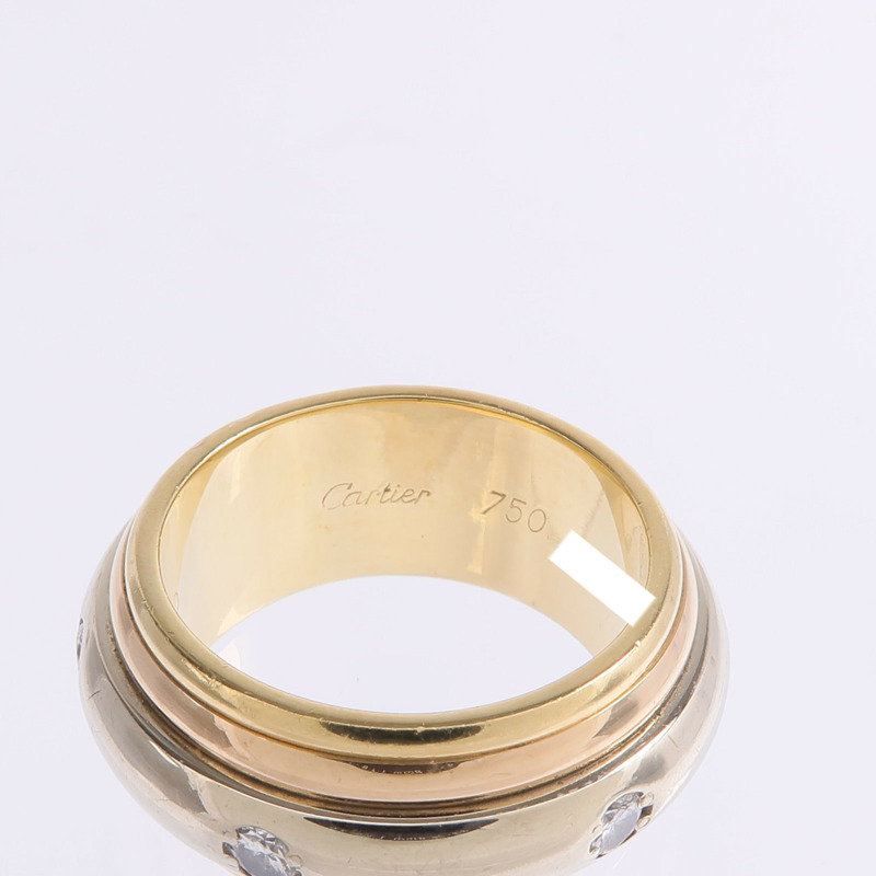 CARTIER 18K黃金/白金/玫瑰金Saturn Tri-Colour Ring鑽石戒指Cartier#50/US#5.5-4