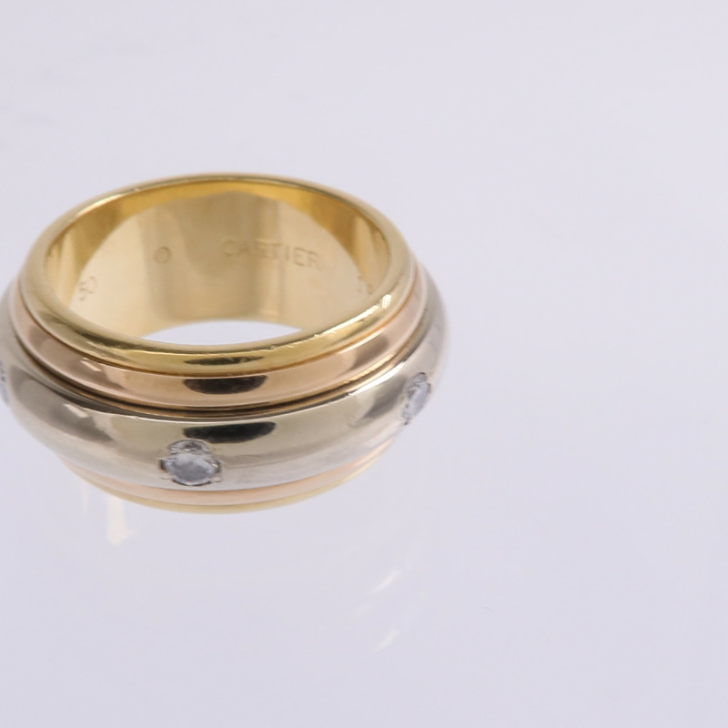 CARTIER 18K黃金/白金/玫瑰金Saturn Tri-Colour Ring鑽石戒指Cartier#50/US#5.5-6