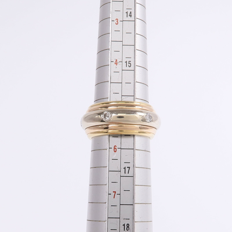 CARTIER 18K黃金/白金/玫瑰金Saturn Tri-Colour Ring鑽石戒指Cartier#50/US#5.5-8