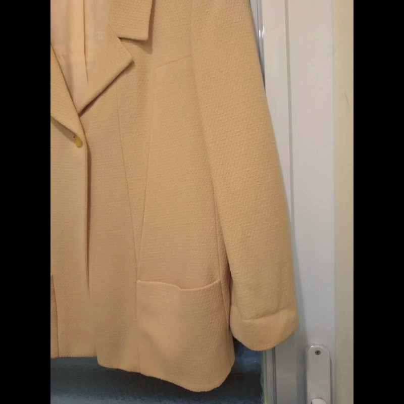 Chanel 膚色羊毛料雙口袋外套-7