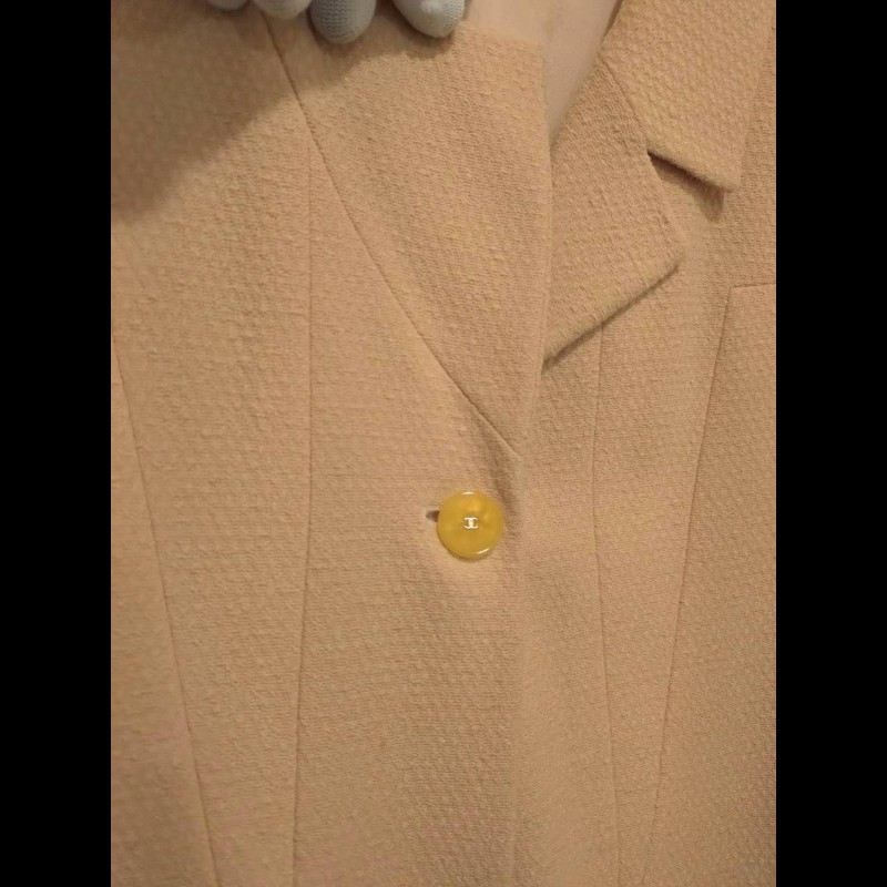 Chanel 膚色羊毛料雙口袋外套-8