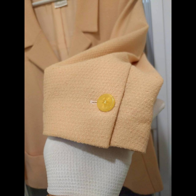 Chanel 膚色羊毛料雙口袋外套-12