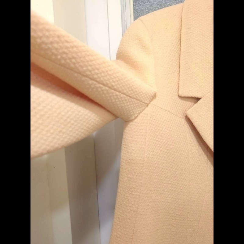 Chanel 膚色羊毛料雙口袋外套-13