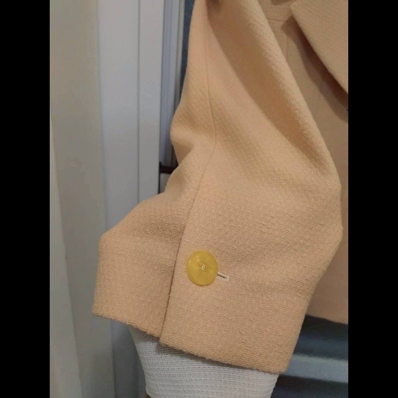 Chanel 膚色羊毛料雙口袋外套-16