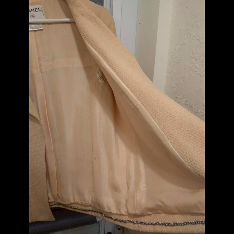 Chanel 膚色羊毛料雙口袋外套-24