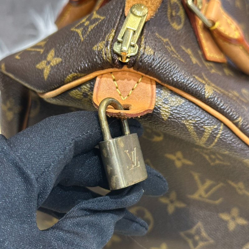 💎Han's house精品服飾💎LOUIS VUITTON 經典花紋SPEEDY 25 HANDBAG-5