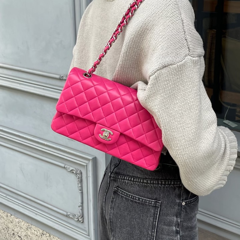 莉亞精品♡Chanel cf25 桃紅 二手美包-1