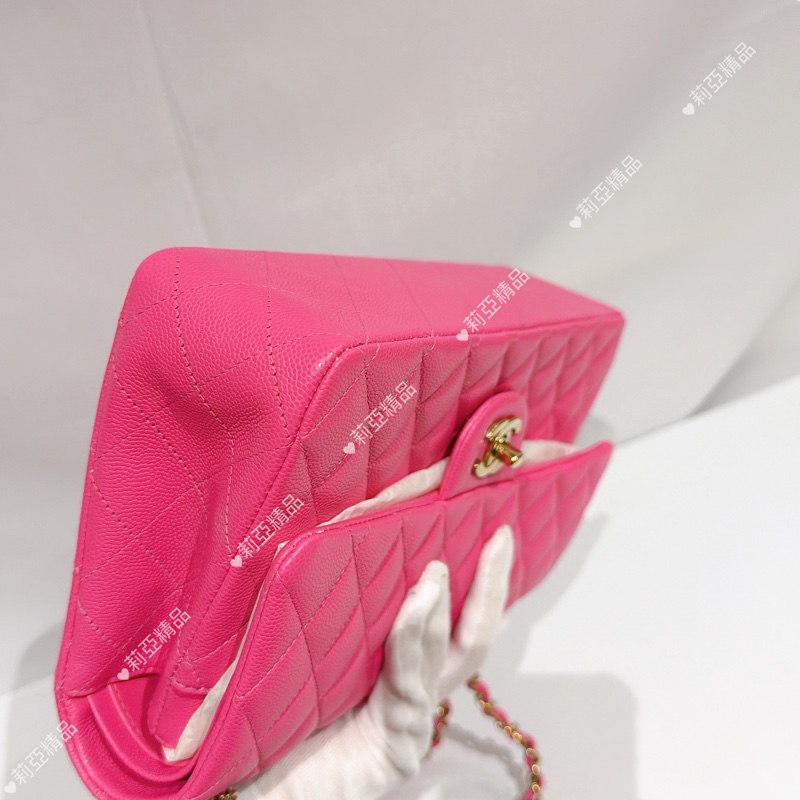 莉亞精品♡Chanel cf25 桃紅 二手美包-12