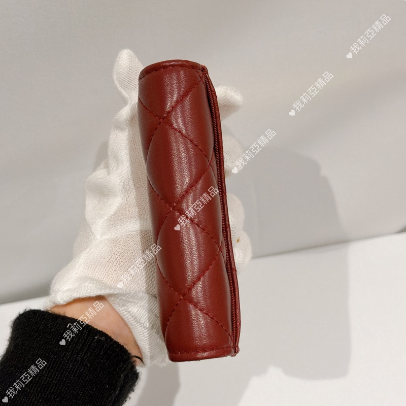 莉亞精品♡ Chanel 零錢卡包酒紅色 九新美夾-6