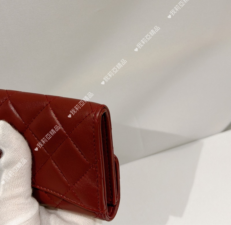 莉亞精品♡ Chanel 零錢卡包酒紅色 九新美夾-9