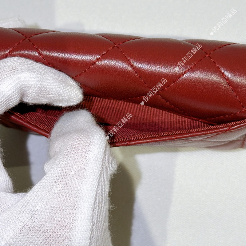 莉亞精品♡ Chanel 零錢卡包酒紅色 九新美夾-15