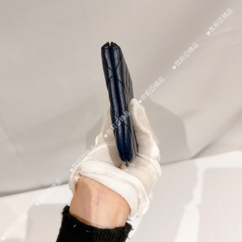 莉亞精品♡ Chanel ㄧ字零錢包 深藍 二手美品-3