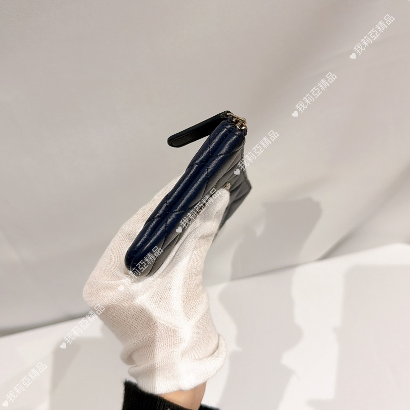 莉亞精品♡ Chanel ㄧ字零錢包 深藍 二手美品-4