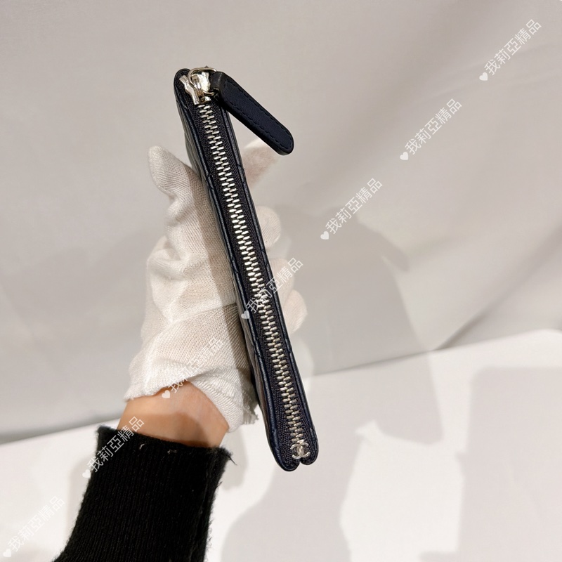 莉亞精品♡ Chanel ㄧ字零錢包 深藍 二手美品-5