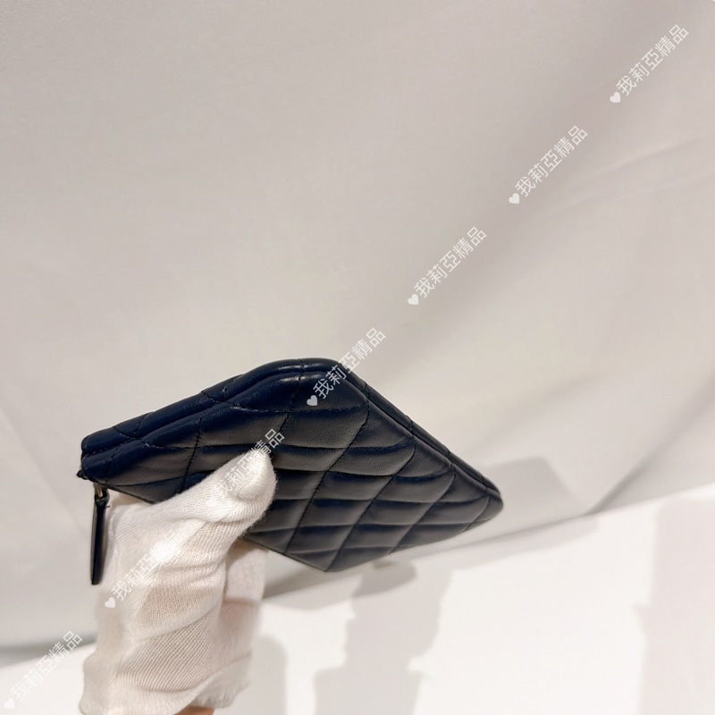 莉亞精品♡ Chanel ㄧ字零錢包 深藍 二手美品-7