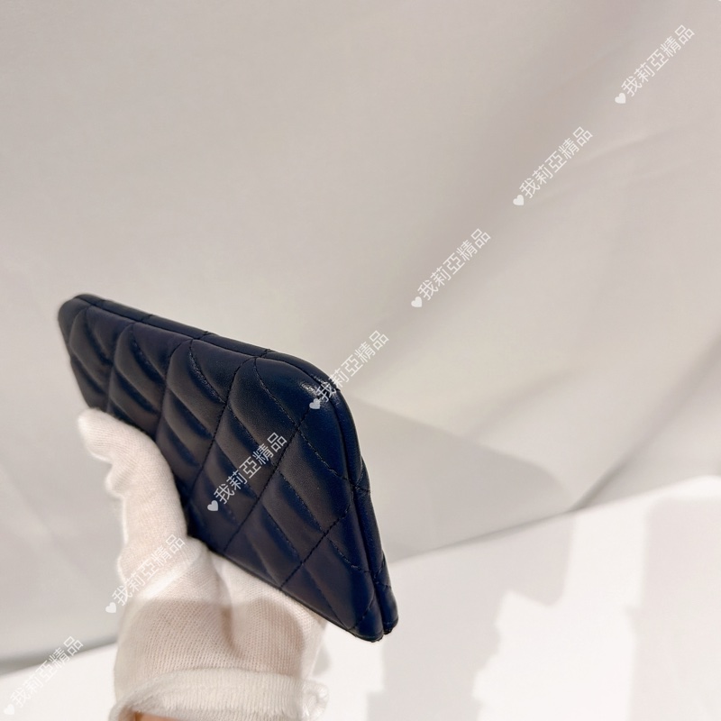 莉亞精品♡ Chanel ㄧ字零錢包 深藍 二手美品-8