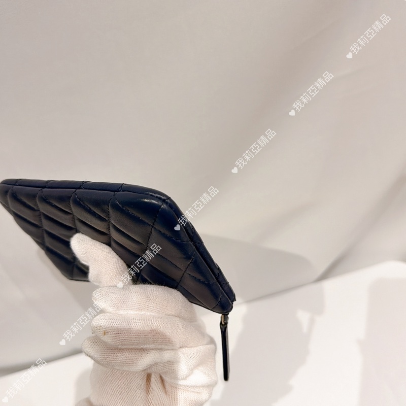 莉亞精品♡ Chanel ㄧ字零錢包 深藍 二手美品-10