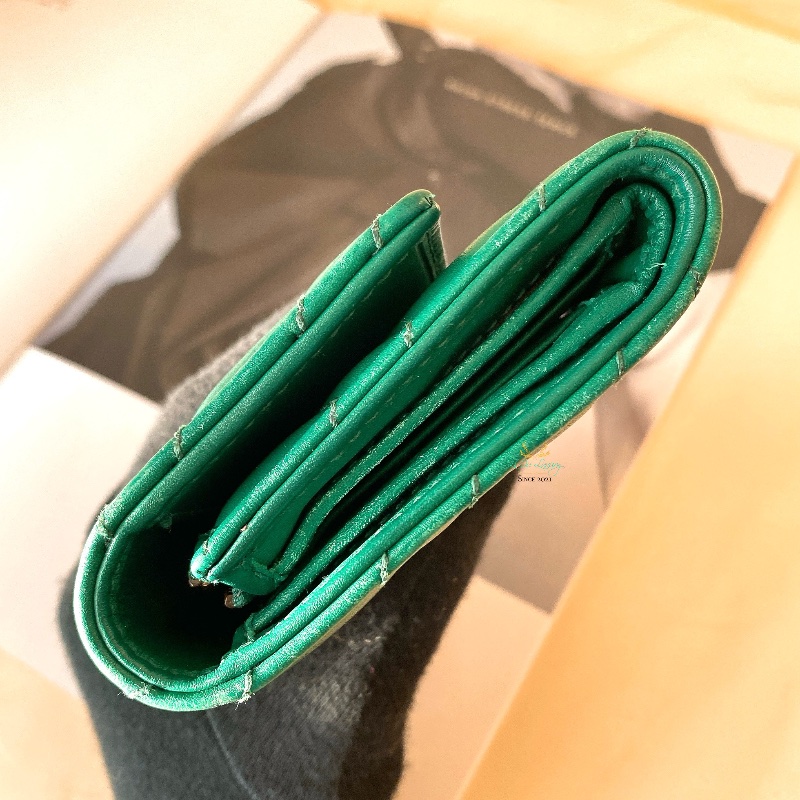 GUCCI 474802 GG Marmont 馬夢系列 復古金 雙G 綠色 全皮 翻蓋 釦式短夾 零錢袋-7