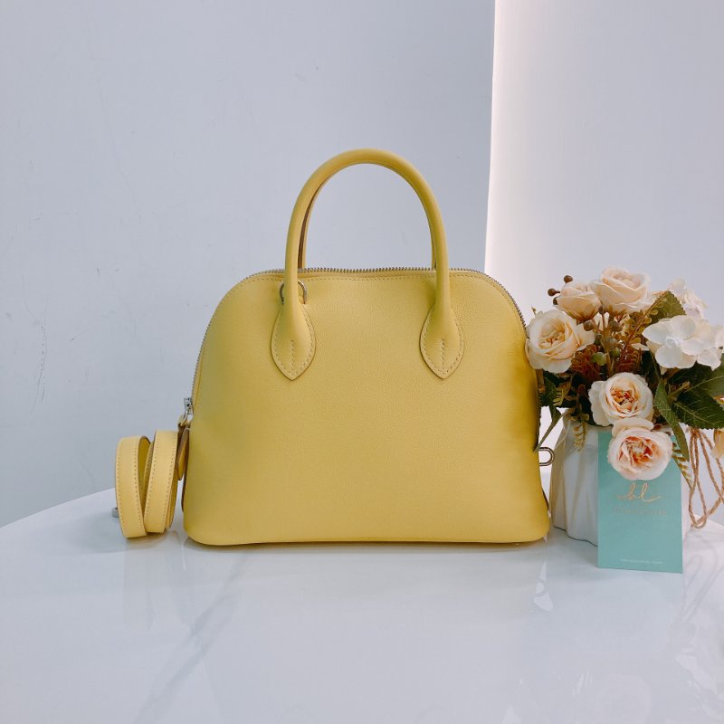 MS0506 Hermes 愛馬仕 保齡球包 檸檬黃色 銀扣 Bolide 25 Evercolor 9R Lime x PHW-0