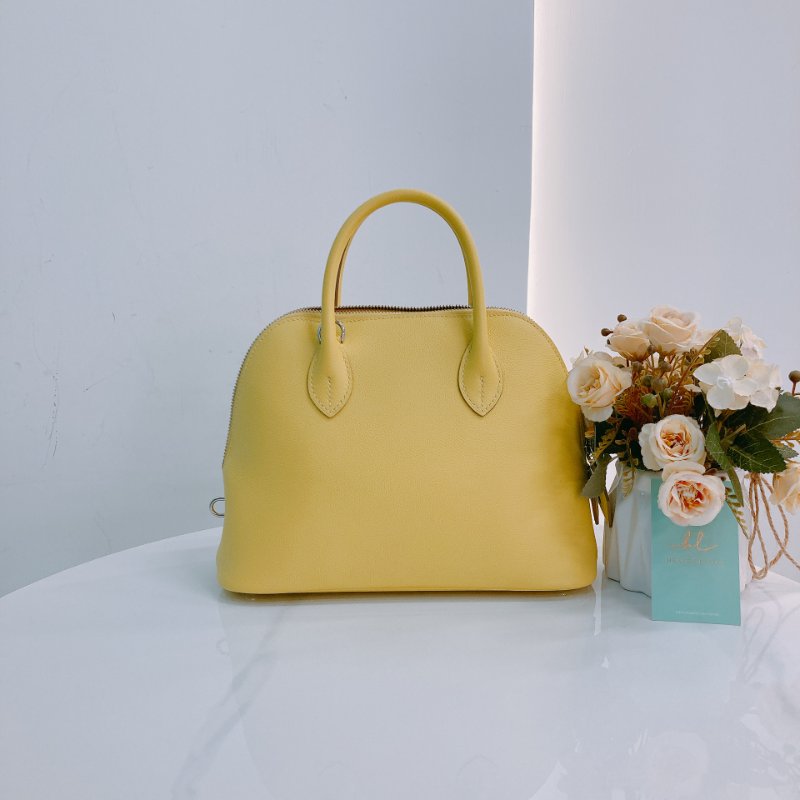 MS0506 Hermes 愛馬仕 保齡球包 檸檬黃色 銀扣 Bolide 25 Evercolor 9R Lime x PHW-1