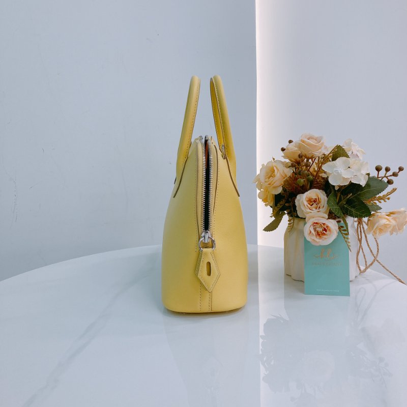 MS0506 Hermes 愛馬仕 保齡球包 檸檬黃色 銀扣 Bolide 25 Evercolor 9R Lime x PHW-2