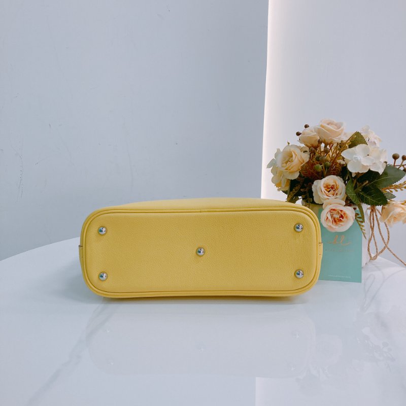 MS0506 Hermes 愛馬仕 保齡球包 檸檬黃色 銀扣 Bolide 25 Evercolor 9R Lime x PHW-4