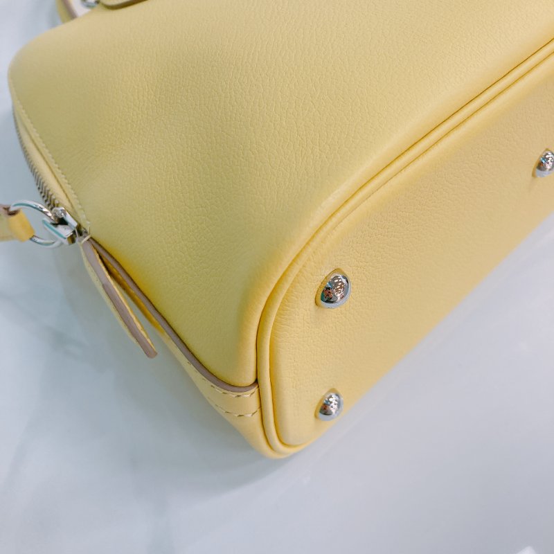 MS0506 Hermes 愛馬仕 保齡球包 檸檬黃色 銀扣 Bolide 25 Evercolor 9R Lime x PHW-5
