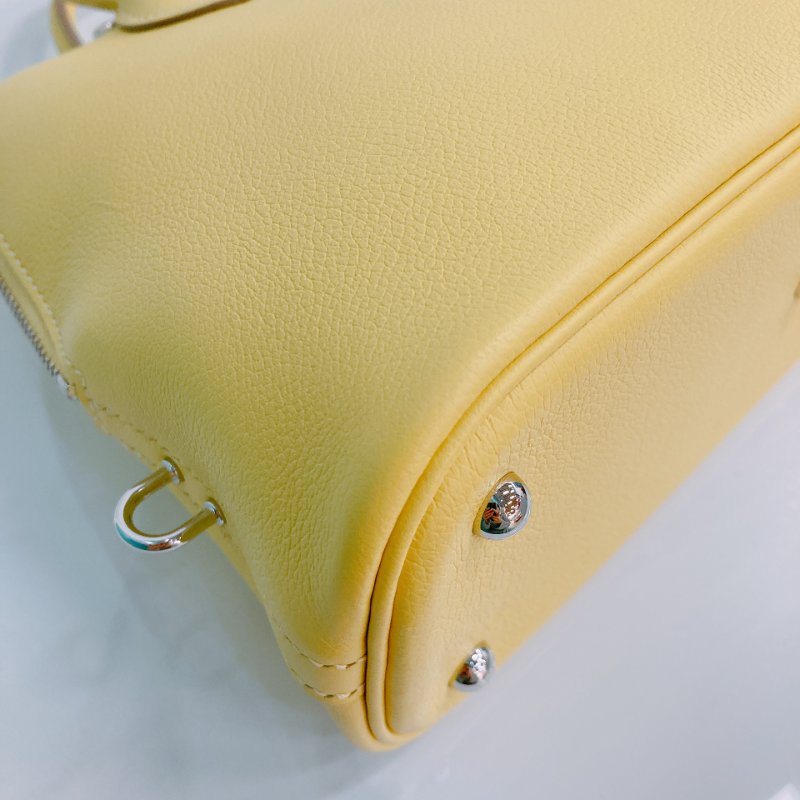 MS0506 Hermes 愛馬仕 保齡球包 檸檬黃色 銀扣 Bolide 25 Evercolor 9R Lime x PHW-7