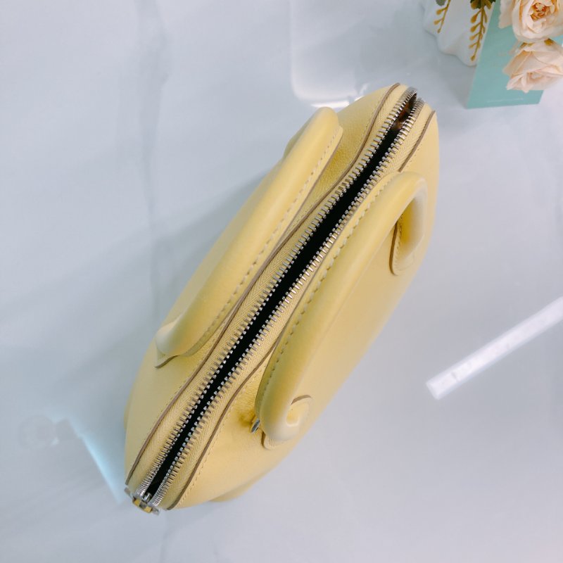MS0506 Hermes 愛馬仕 保齡球包 檸檬黃色 銀扣 Bolide 25 Evercolor 9R Lime x PHW-9