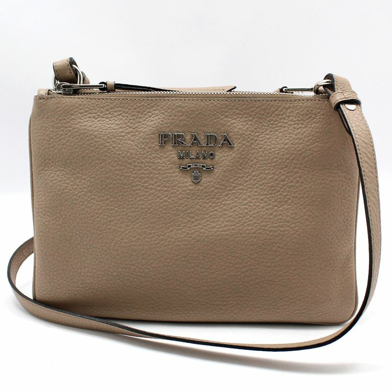 【包稅】PRADA 粉紅米色 Vitello Phoenix 斜背包-0