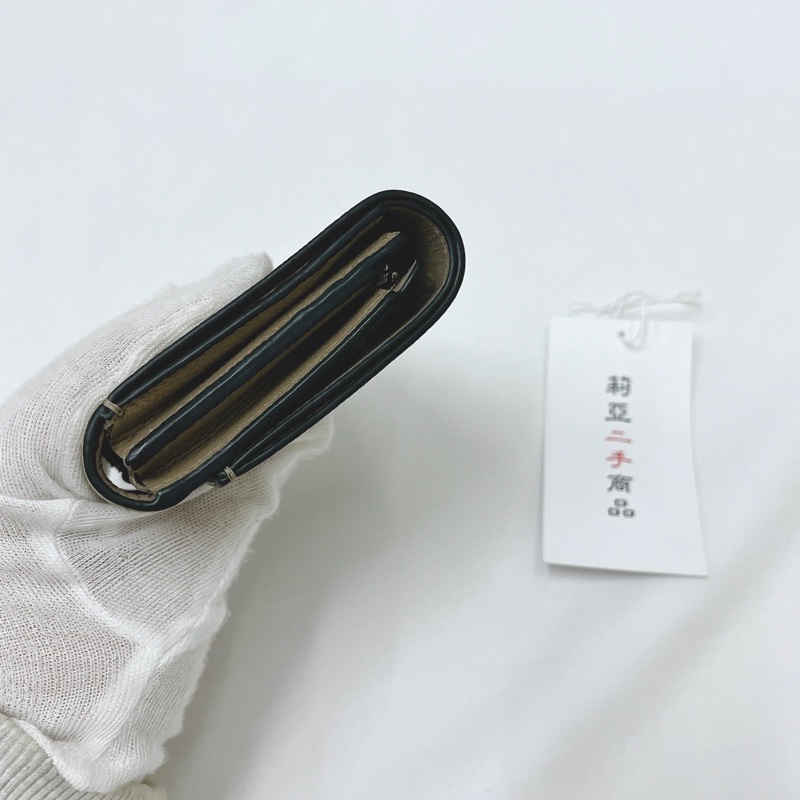 莉亞精品♡Loewe 0010642627 奶茶短夾 二手-6