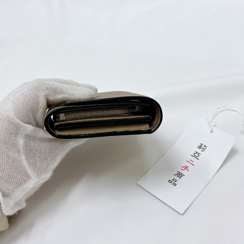 莉亞精品♡Loewe 0010642627 奶茶短夾 二手-7