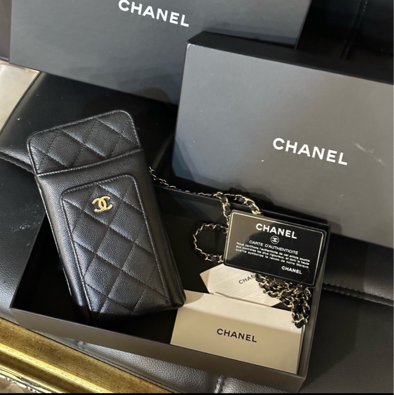 全配❤️香奈兒 #黑金 #荔枝皮 #手機包 #卡包-2