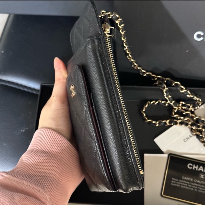 全配❤️香奈兒 #黑金 #荔枝皮 #手機包 #卡包-4