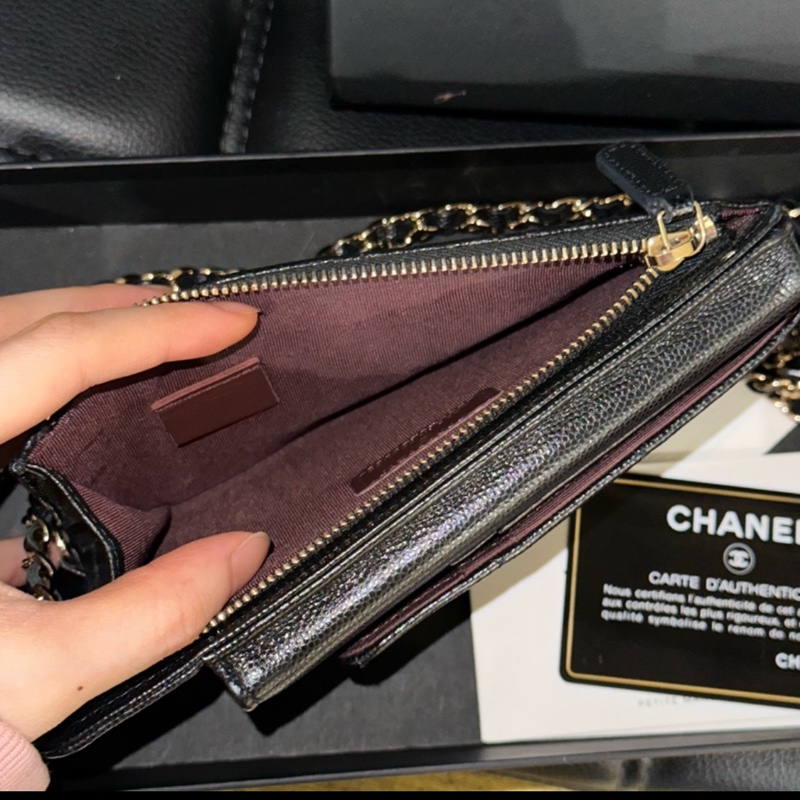 全配❤️香奈兒 #黑金 #荔枝皮 #手機包 #卡包-9