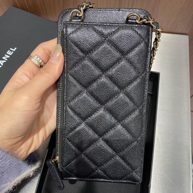 全配❤️香奈兒 #黑金 #荔枝皮 #手機包 #卡包-12