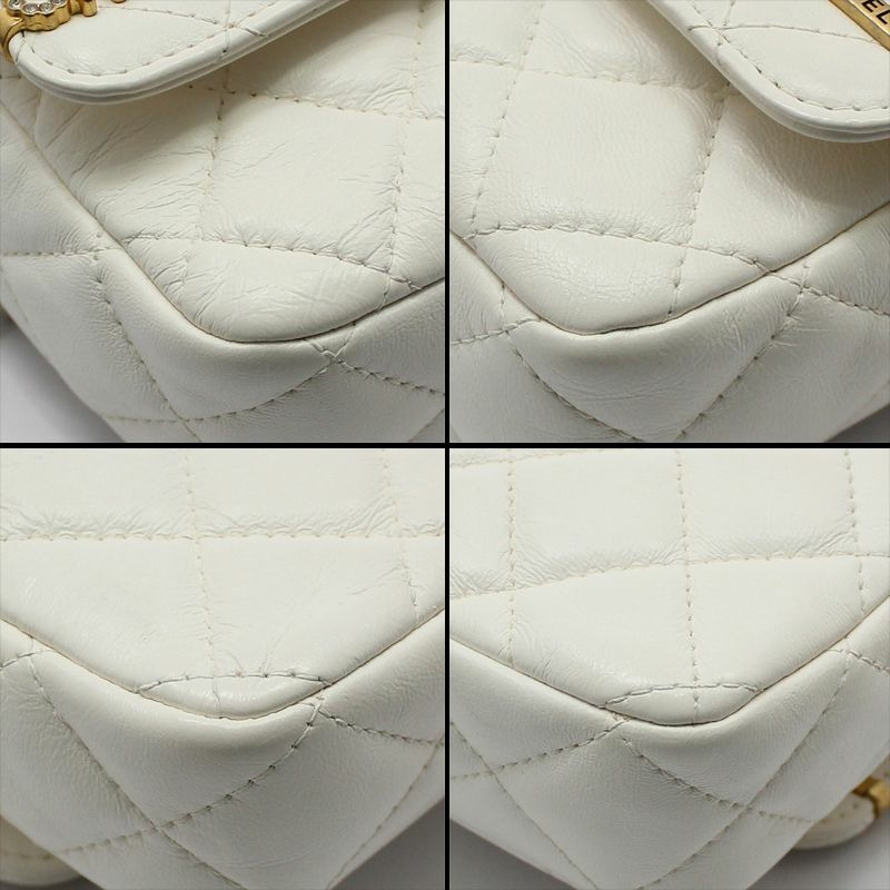 【包稅】CHANEL 珍珠水鑽標誌性翻蓋手機支架鏈斜背包-9