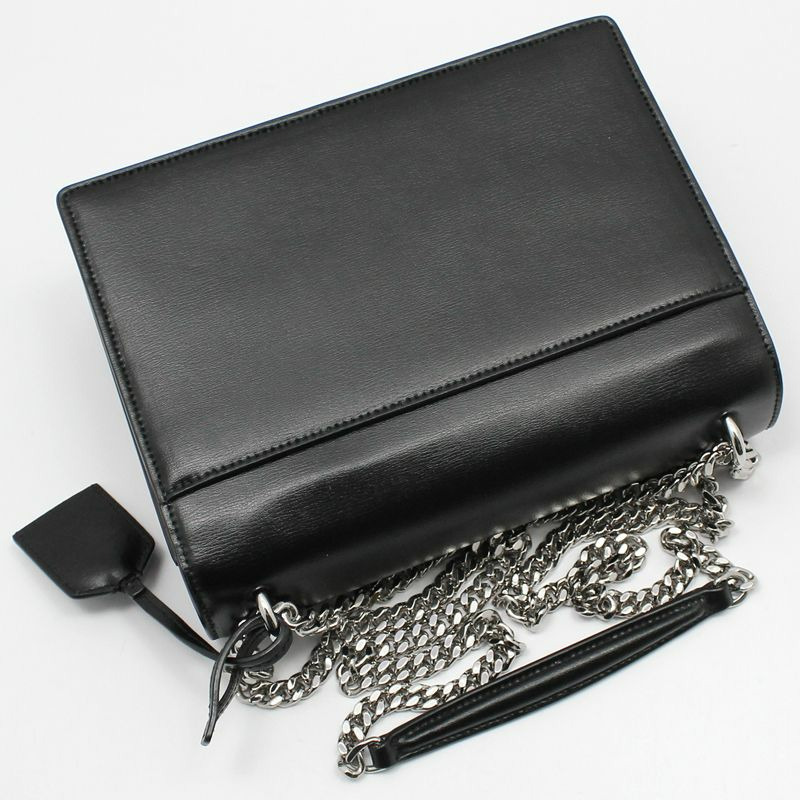 【包稅】SAINT LAURENT 黑色銀色Monogram Sunset中型鏈條單肩包-3